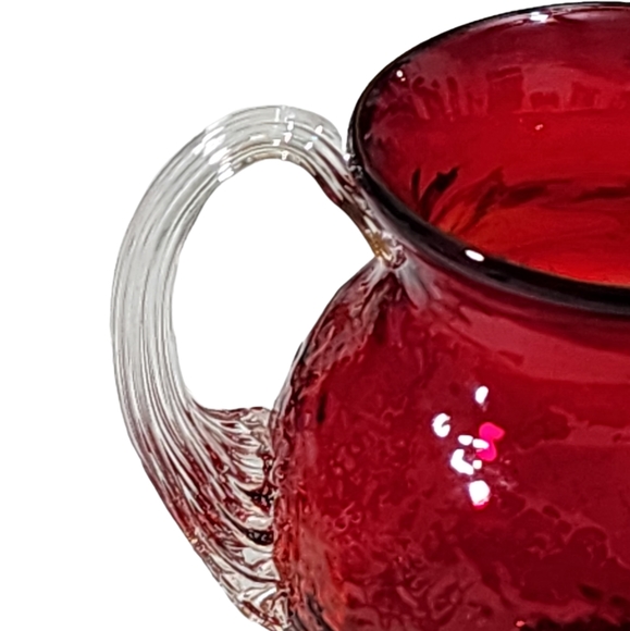Antique Pairpoint Ruby red hand blown glass creamer with clear handle  EUC - Picture 6 of 7